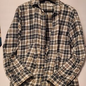 Sonoma Navy and Cream Plaid Button-Down Shirt Size 2XL M